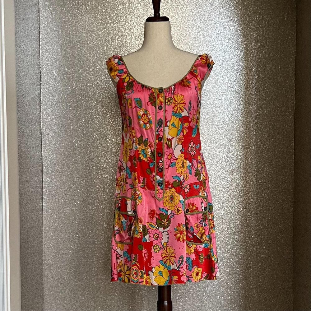 Free People, Floral Silk Dess, Size 8